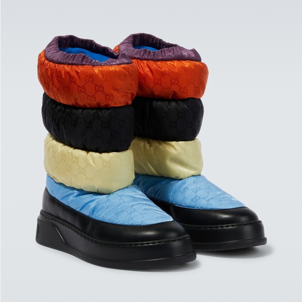 Authentic GUCCI multicolor quilted waterproof winter snow boots